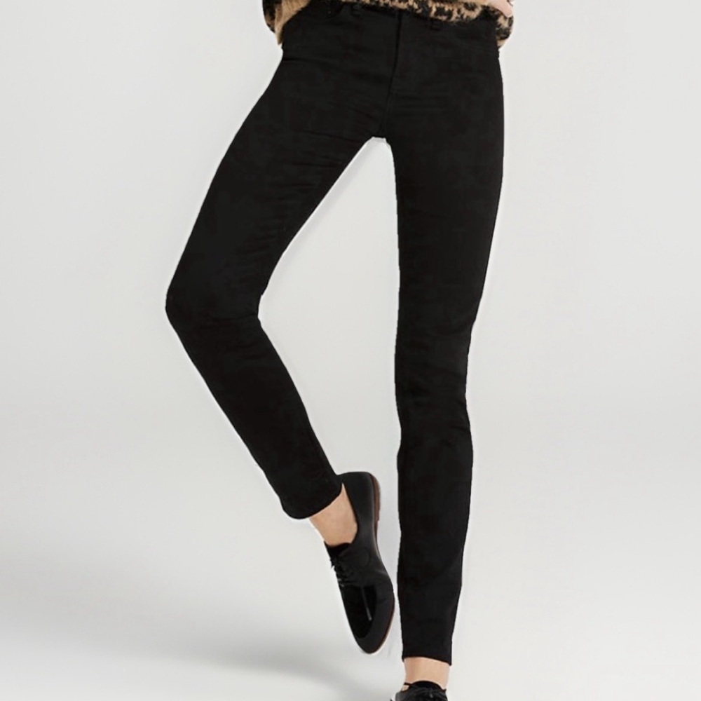 Madewell Jeans Womens 27 Black Side Velvet 9" Mid Rise Skinny Magic Pockets